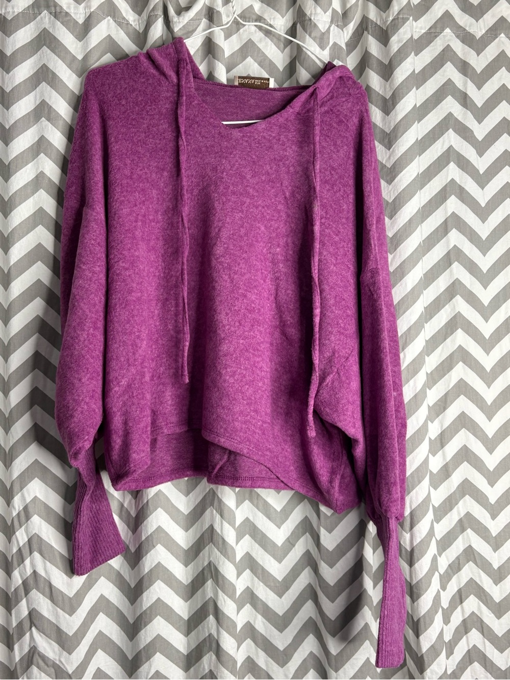 Zenana Outfitters Magenta Scoop-Neck Hooded Sweater